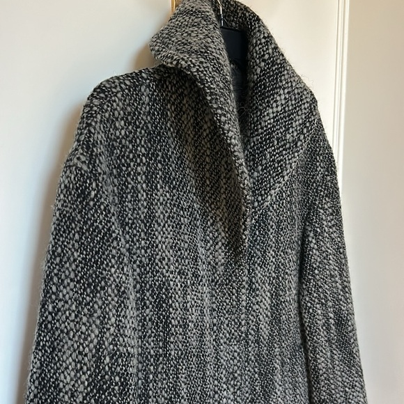 Eileen Fisher Wool Tweed Winter Coat with Buttons pockets Black Grey xsmall - Picture 5 of 14